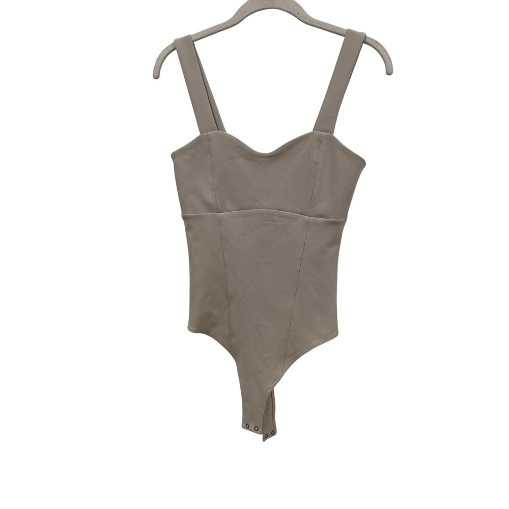 Abercrombie & Fitch Beige Sweetheart Neckline Bodysuit Small Crepe Sleeveless